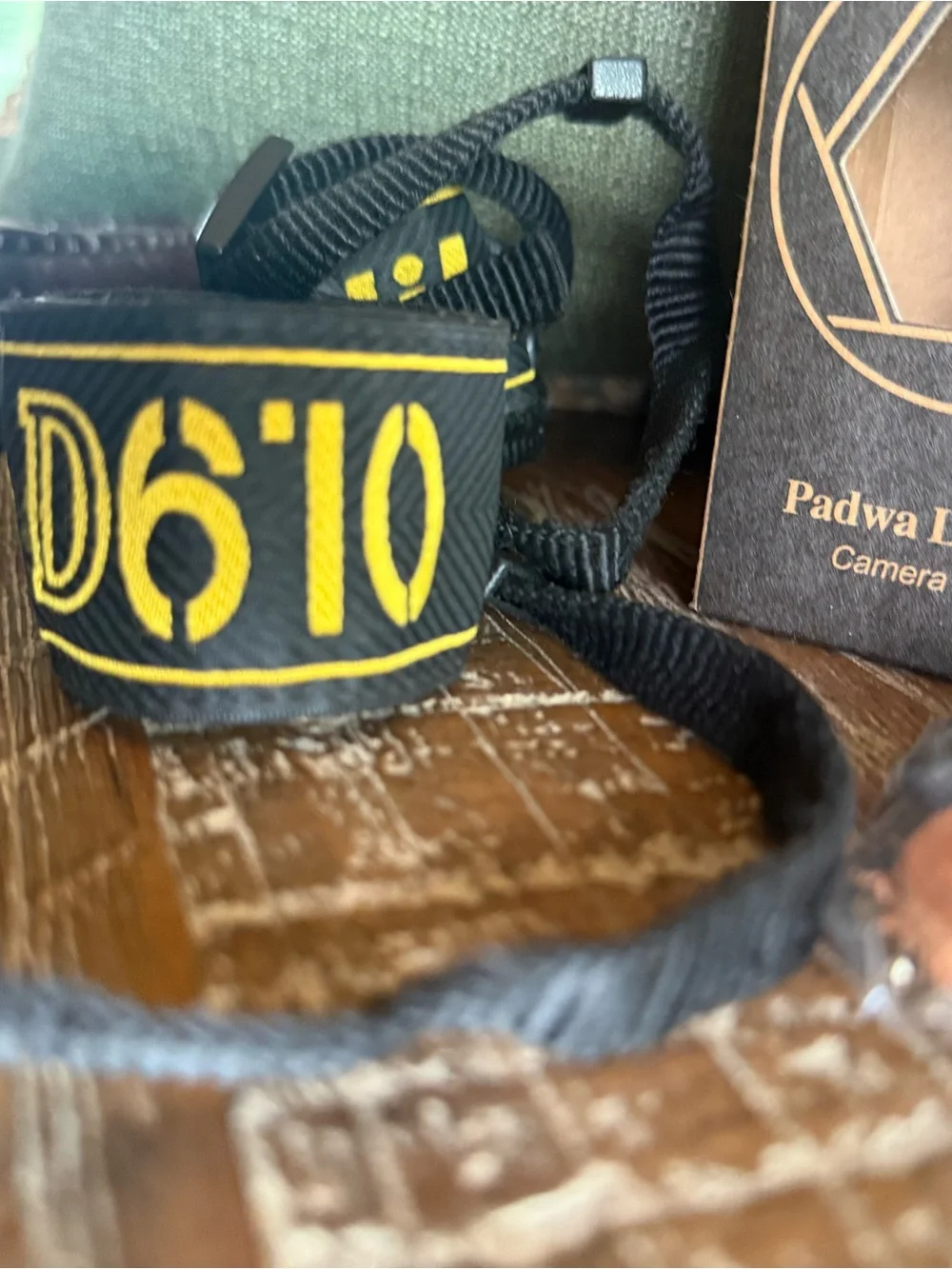 Nikon D610 Black and Yellow Camera Neck Strap with Accessories